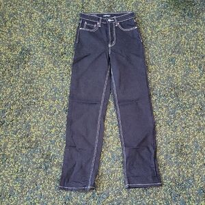 Wild Fable Utra High-Waited Black Carpenter Pants with White Stitching